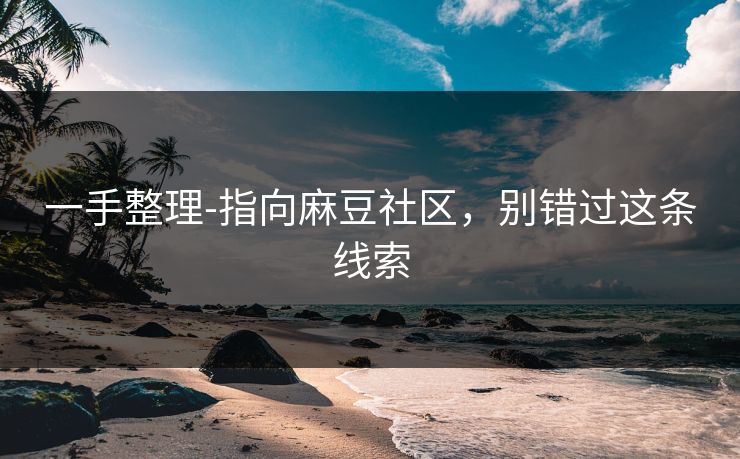 一手整理-指向麻豆社区，别错过这条线索